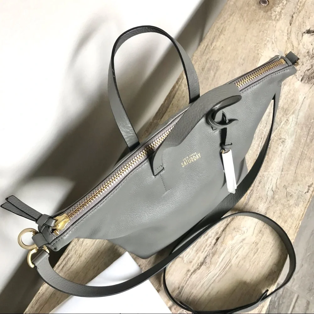 Kate Spade Saturday Freeform Satchel Crossbody Bag in Gray Leather NWOT